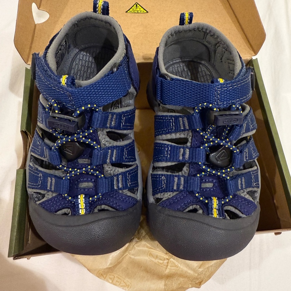 Keen Blue and Gray Sandals with Protective Toe Bumper